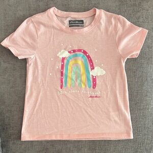 Eddie Bauer Pink Tee with Rainbow Design